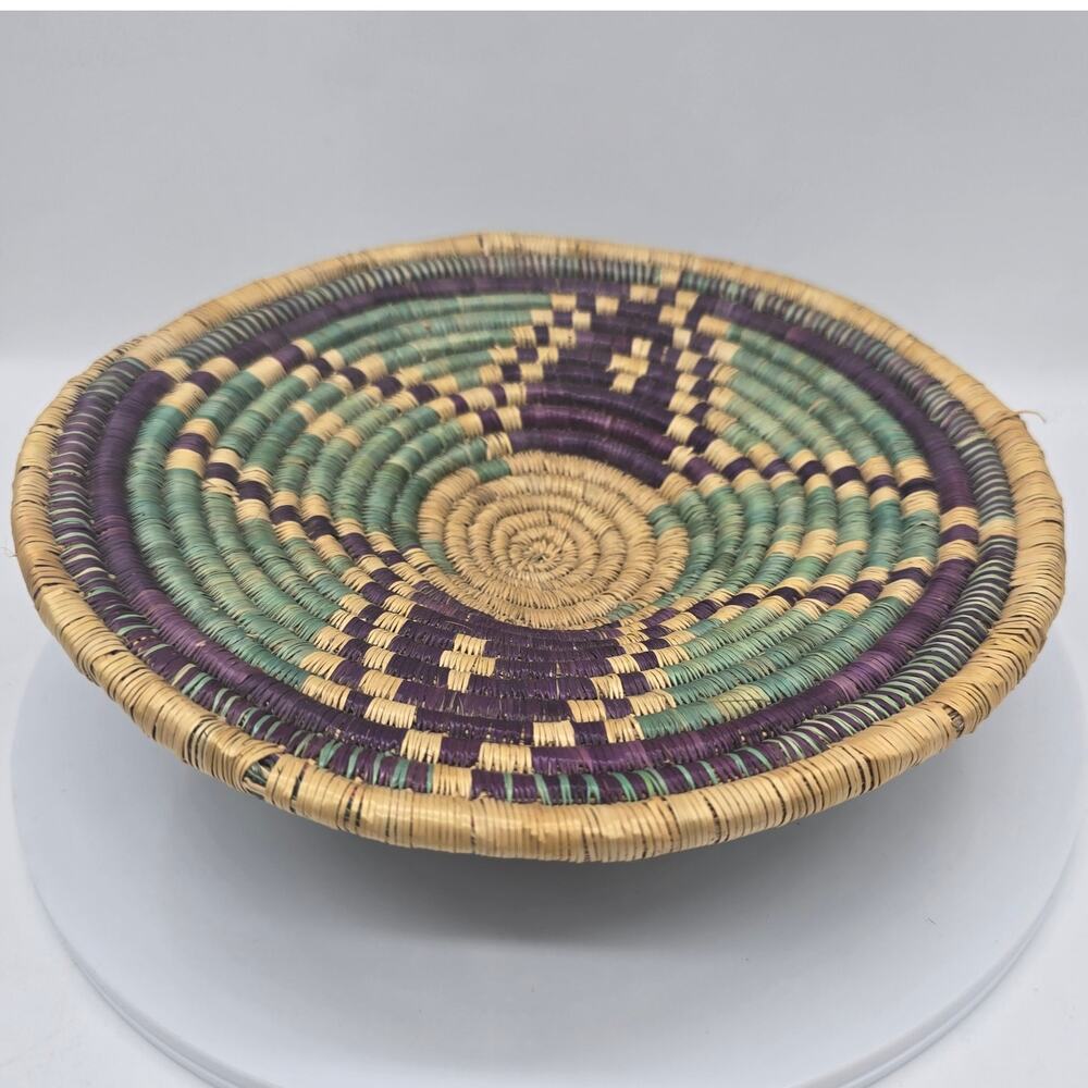 Vintage 10" Handwoven Sisal Star Basket Bowl Decorative Wall Decor Tribal Woven